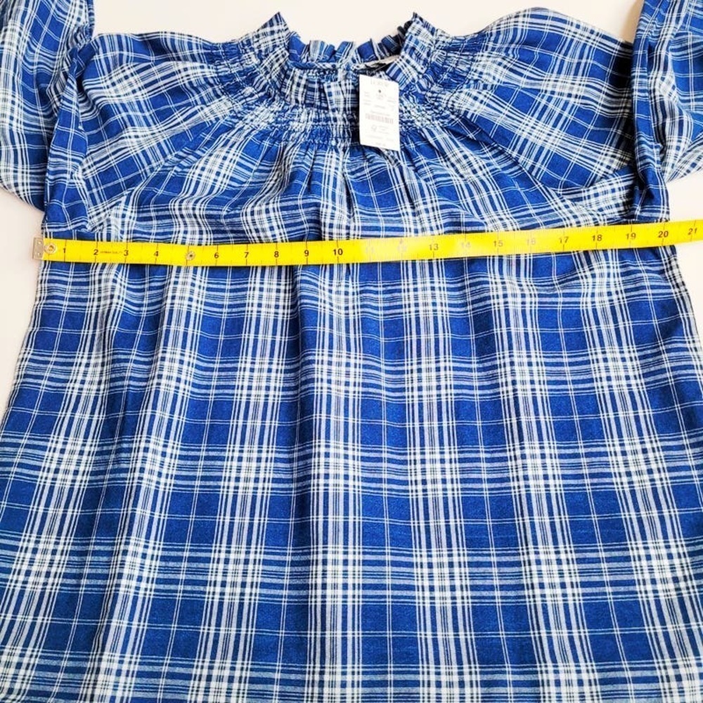 New J. Crew Small Plaid Ruffleneck Smocked Top NWT - Picture 5 of 6